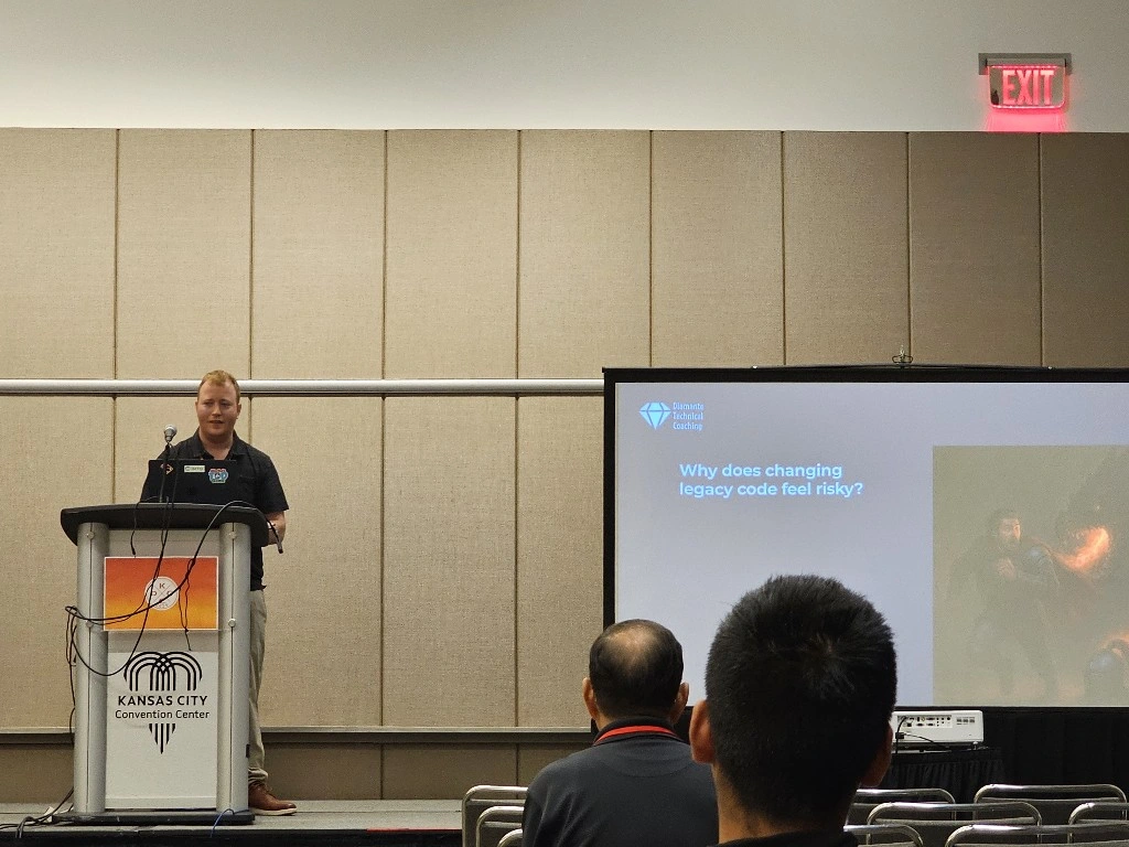 Steven Diamante presenting at a technical conference
